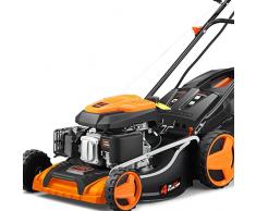 Tagliaerba a scoppio semovente a trazione 4in1 avvio elettrico FUXTEC FX-RM5196eS con ZipGO batteria larghezza di taglio 51 cm, a benzina 196cc Easy Clean 6CV mulching/raccoglierba 60L