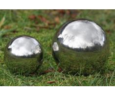 Boltze - Sfera decorativa da giardino o per laghetto da giardino, galleggiante, Ø 13 cm, in acciaio INOX lucidato e brillante, colore: Argento