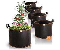 Amazy Sacchi per piante 40L set di 5 (Ø40cm, altezza 30cm) - Vasi in tessuto non tessuto per piantare - traspirante e resistente | sacchetti da coltivazione urbana di verdure e frutta