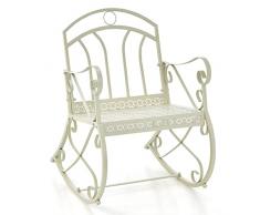 COSTWAY Sedia a Dondolo da Patio Giardino, Sedia Oscillante in Metallo per Esterni, Stile Rustico Nostalgico Vintage, per Giardino, Patio, Portico, Balcone (Antico Bianco)