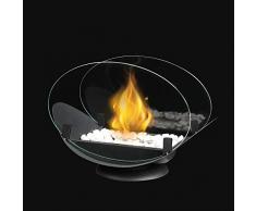 JHY DESIGN Ciotola da Tavolo Ovale Con Vetro Bifacciale Alta 24,5 cm Camino da Tavolo Portatile Caminetto a Bioetanolo Senza Fiamma per Feste Allinterno Allaperto Giardino