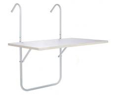 Spetebo Tavolo da balcone pieghevole, resistente alle intemperie, colore: bianco