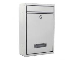 Rottner cassetta postale Tarvis Argento, in acciaio, con design moderno e compatto, targhetta portanome integrata nella finestra di visualizzazione, serratura a cilindro di colore grigio chiaro.