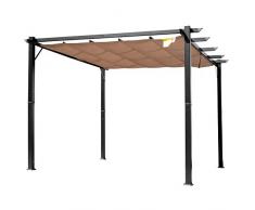 miozzi Pergola da Giardino 3X4m in Alluminio con Telo Scorrevole Nera e Beige