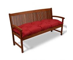 Beautissu Cuscino per panche Flair BK ca.120x50x10 cm soffice e Comodo - per panchine da Giardino e dondoli - Rosso