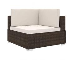 Festnight Poltrona Modulare ad Angolo, Sedie da Esterno con Cuscini Polyrattan Marrone