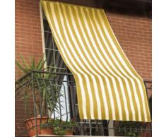 Tenda da sole 150x290cm in tessuto a strisce con anelli ombra per balcone terrazzo casa (GIALLO)