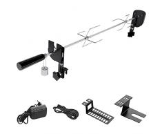 SHYOSUCCE Girarrosto Elettrico con 2 Aghi per Carne, Motore, Alimentato Tramite USB e Adattatore, Girarrosto Barbecue per Griglia a Carbone, Grill a Gas, Carrello Grill, Lunghezza Regolabile 69-137 cm
