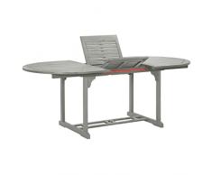 FIRBNUS Tavolo da Giardino Grigio 200x100x75 cm in Legno di Acacia Tavolo Giardino Allungabile Tavolo Da Esterno Allungabile Tavolo Da Giardino Con Foro Per Ombrellone Stile Rustico