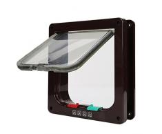 TKOOFN Gattaiola Porta Basculante per Gatti e Cani, Entrata e Uscita Controllabile, Materiale ABS, Dimensione Interna 18.5 x 19.8 x 5.5cm (Colore Marrone)