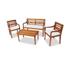 vidaXL Massello Teak Set da Pranzo da Giardino 4 pz con Cuscini Tavolo Sedie