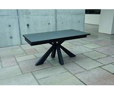 Fashion Commerce Tavolo FC02, Vetroceramica Finitura Pietra Nera, 160x90