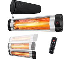 Kesser® Stufa radiante a infrarossi da 2500 Watt Riscaldatore radiante Radiatore per terrazzo Riscaldatore radiante con telecomando, supporto a muro, 2500W con telecomando