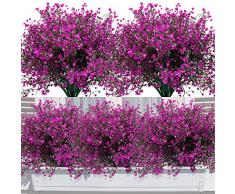 Elecoutek 12 Mazzi Fiori Finti da Esterno Arbusti Artificiali Resistenti ai Raggi UV Piante Artificiali Decorative per Giardino, Vaso, Balcone, Casa, Ufficio, Giardino, Patio, Centrotavola (Fucsia)