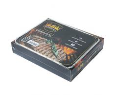 Barbec-U 200100001192 Barbecue Usa e Getta Inclusi Mattonelle e Accendigrill, Compatto, Pronto all’Uso Barbecue da Esterno Griglia in Poco Tempo Pietanze per 3-4 Persone, Argento, 30 x 25 x 4 cm