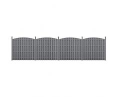 neu.holz Steccato per Giardino Staccionata Recinzione Pannello ad Arco WPC Legno Composito Set di 4 Pezzi 185 x 747 cm Grigio