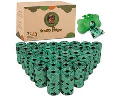 YUEHAO, Sacchetti per Cani, 640 pezzi/32 Rotoli Sacchetti per Escrementi per Cani Dog Poop Dog Sacchetti di rifiuti con Dispensers, Extra Spesso a Prova di perdite Dog Poo Bags, Borsa verde per cani.