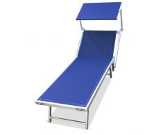 89908B -Lettino mare stabilimento spiaggia in alluminio,viti INOX 180x61xh40 sdraio (BLU)