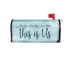 My Daily Copertura magnetica della cassetta postale rustica Teal Wood Texture Our Life Story Home This is Us MailWraps Decorazione Postale di benvenuto Copertura Standard Dimensioni 20,7X 45,8 cm