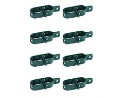 Kit 8x Tendifilo Plastificato Verde per Recinzione, Rete, Stendibiancheria, in Metallo da Giardino per Pali| Set da 8 pz (8 pz)