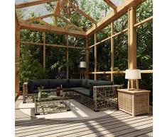Festnight 6 pz Set Divani da Giardino in Polyrattan Grigio con Tavolino,Set Divani Angolari da Giardino in Rattan,Set Divani Modulari da Giardino per Esterno in Rattan,Salotto da Giardino