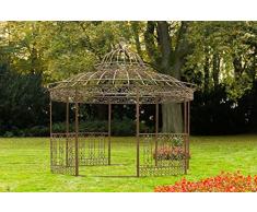 CLP Gazebo ROMANTIK V2 di lusso in ferro verniciato a polvere, gazebo rotondo con eleganti decorazioni, altezza 350 cm, colore: marrone anticato