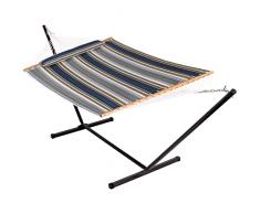 Lazy Daze - Amaca trapuntata in tessuto con supporto da 12 piedi, doppia amaca per 2 persone con supporto esterno per patio esterno a bordo piscina, cortile, spiaggia, capacità 204 kg