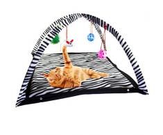Dailyinshop Tenda da Gioco per Gatti con Giocattoli appesi Palle Tenda da Letto per Gatti Gattino Tappetino attività di Esercizio Coperta Forniture per Animali Portatili (Colore: Bianco e Nero)