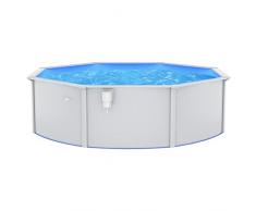 Festnight Piscina Fuori Terra, Piscina da Giardino per Adulti, Piscina Bambini, Piscina con Pareti in Acciaio 460x120 cm Bianca