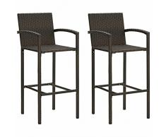 RONGQI Sgabelli da Bar Sgabelli Cucina Sgabelli Alti Bar Sgabelli da Bar Moderni Sgabelli da Bar 2 pz Marroni in Polyrattan