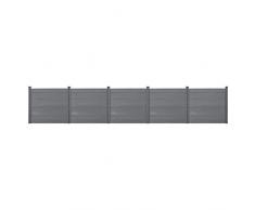 neu.holz Recinto da Giardino Steccato in WPC a Pannelli Staccionata 165 x 770 cm Recinzione - Grigio