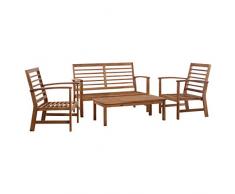 Festnight Set Divani da Giardino in Legno Massello di Acacia, Set di Mobili da Giardino in Legno 4 pz