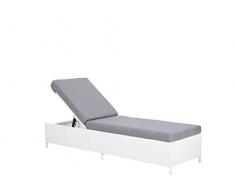 Beliani Lettino da Giardino in Rattan Bianco Rivestimento Grigio Torino II