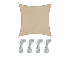 Rebecca Mobili Vela Ombreggiante Tenda da Esterno Quadrata Beige Outdoor Protezione UV con Corde Piscina Barca Giardino 5x5 mt (cod. RE6338)
