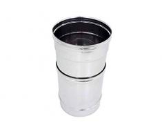 Tubo Modulo Telescopico INOX 304 di altezza variabile da mm 250 a mm 400 canna fumaria camino stufa legno pellet barbecue vari diametri cannocchiale estensibile (Ø 100 mm)