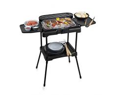 Princess Barbecue Elettrico con Mensole, 2200 watt, Sistema anti-fumo, Paravento, Superficie di 40 x 24.5 cm, Nero
