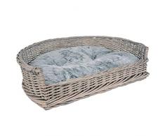 RM E-Commerce, lettino per cani, cesta in vimini misura S–XL con cuscino grigio, per cani di grande e piccola taglia