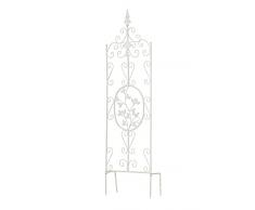 CLP Supporto Piante Rampicanti Burgus in Acciaio - Recinzione per Rampicanti 120x35 cm I Graticcio per Fiori Stile Rustico - Reticolato Rose Facilmente Collocabile Bianco