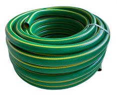Tubo innaffio per irrigazione 4 strati antialga Verde Flessibile Retinato da Giardino (Diametro 1/2 - 15 Metri)