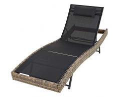 TecTake 800315 Lettino Poly Rattan, Arredo Esterno Giardino, Gambe Antiscivolo, Sdraio Prendisole Divano - disponibile in diversi Colori (Naturale | No. 403784)