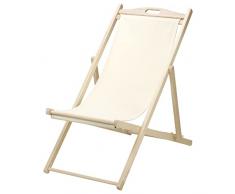 Totò Piccinni Sedia Sdraio Betty Lusso in legno di faggio da giardino Pieghevole 3 Posizioni per mare e spiaggia (Beige Tinta Unita)