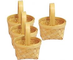 Dtoterul Cestini in Vimini con manico 4 Pezzi Cestini in Rattan con Manico Cestini Vimini Cesto Picnic Mini Cestini di Vimini Cestini Intrecciati in Rattan Adatti per Matrimoni o Come Decorazione