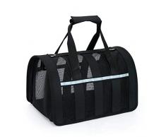 HEHUANG Riflettente Trasportino per Gatti Pieghevole per Animali Domestici Trasportino per Cani Gatti Cucciolo di Cane Kedi Borse a Tracolla Zaino, Nero, L- 8 kg