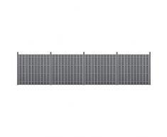 neu.holz Steccato per Giardino Staccionata Recinzione Pannello WPC Legno Composito Set di 4 Pezzi 11 Doghe 185 x 747 cm Grigio