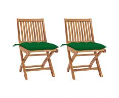 Tidyard Set 2 pz,Sedie,per Tavolo,da Giardino,Esterno,Patio,Pieghevoli,in Legno,di Teak,con Cuscini,7 cm,46,5x58x88 cm,Sedie da Pranzo da Esterno,Sedie Pieghevoli,Sedie da Esterno