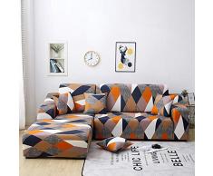 OKJK Copri Divano ad Angolo,copridivani a Forma di L Elastiche poltroncina per Chaise Longue, per Protezione del Giardino del Salone Divano (B-printed5,2seater 145-185cm)