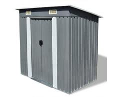 vidaXL Capanno da Giardino Grigio Acciaio Capannone Rimessa Casetta Attrezzi