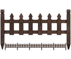Yaheetech Recinzione da Giardino in Legno Bassa 450 x 55 cm per Esterno Steccato Staccionata a Listelli Decorativa Fai da te per Decorazione Flessibile Verticali