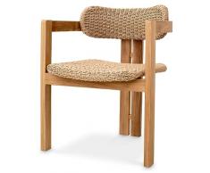 Casa Padrino sedia da pranzo di lusso in teak con braccioli naturale 60 x 53 x A. 77 cm - Sedia da giardino - Sedia da patio - Mobili da giardino - Mobili da pranzo - Mobili di lusso