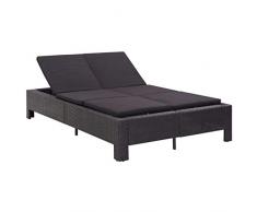 Tidyard Lettino,Sdraio,Prendisole Matrimoniale Reclinabile in Polyrattan,Nero,220x130x35 cm,Lettino da Sole,Lettino da Giardino in Rattan,Lettino Prendisole Reclinabile,Prendisole Reclinabile